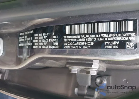 2017 Jeep Renegade Latitude Fwd из США, поврежденный, VIN ZACCJABB9HPE40299